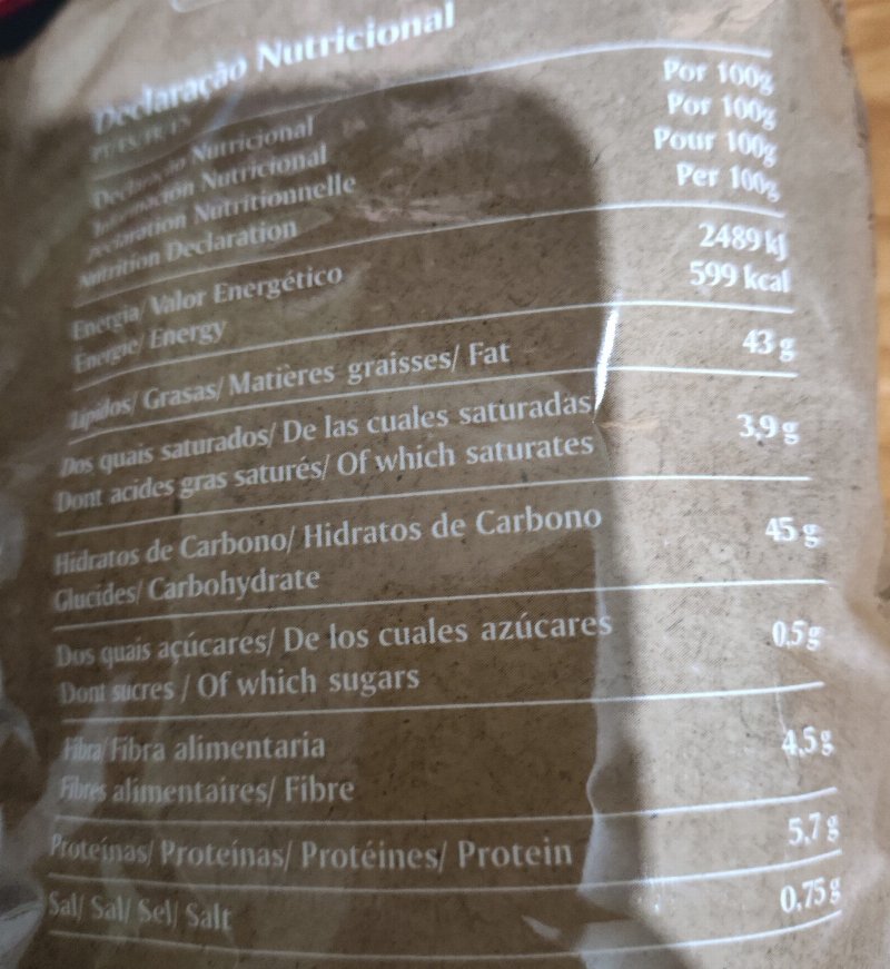 Foto da tabela nutricional