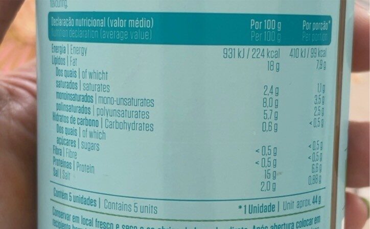Foto da tabela nutricional