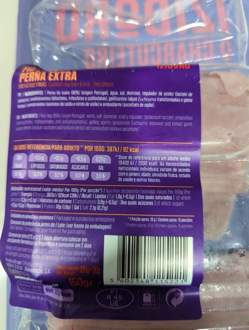 Foto da tabela nutricional