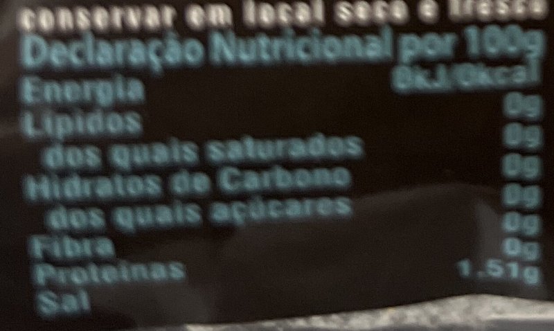 Foto da tabela nutricional