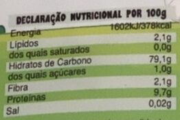 Foto da tabela nutricional
