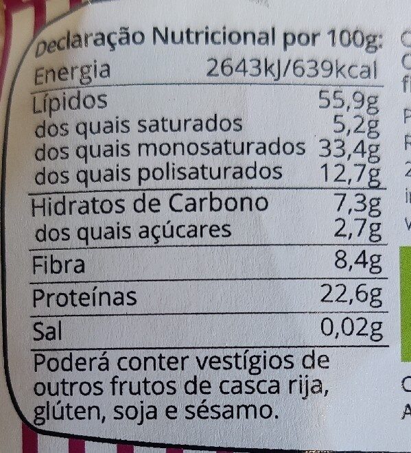 Foto da tabela nutricional