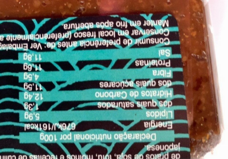 Foto da tabela nutricional