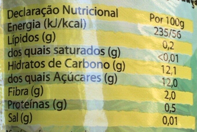 Foto da tabela nutricional