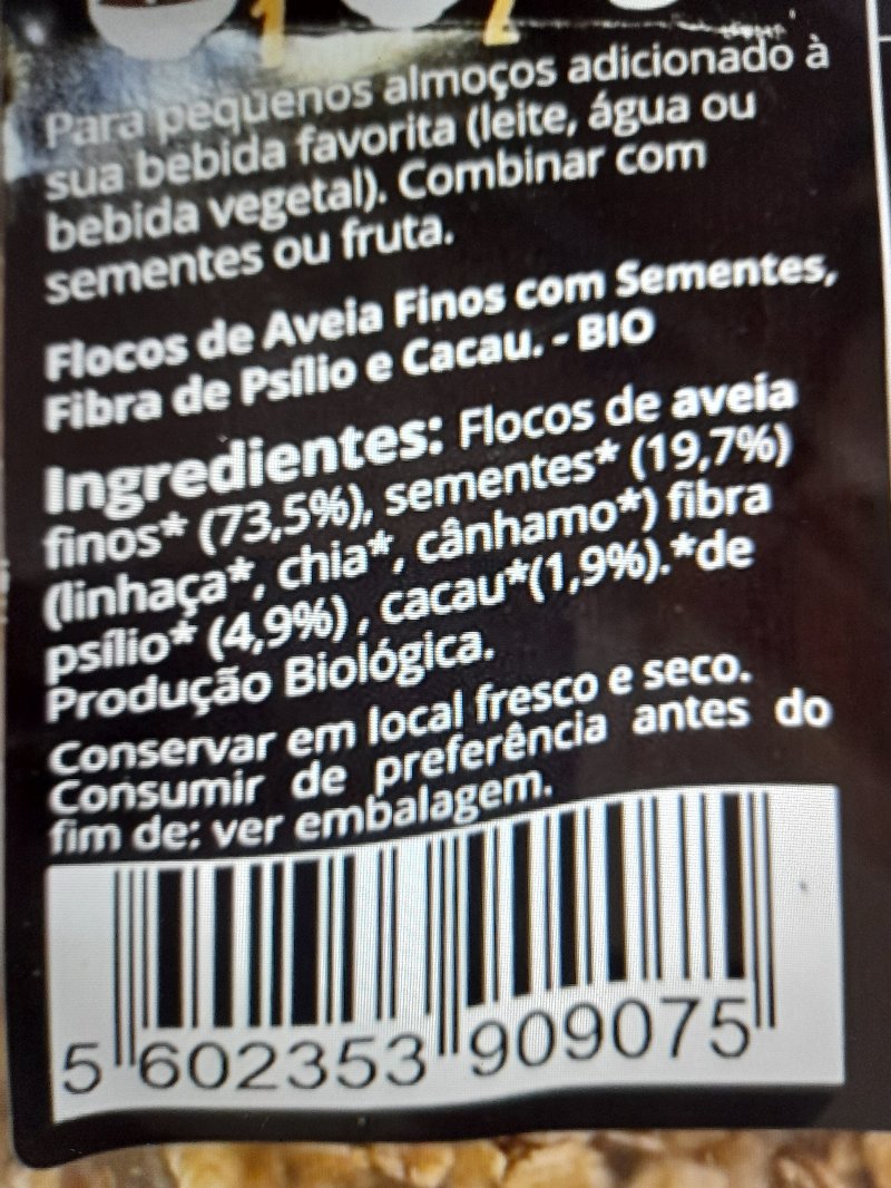 Foto da lista de ingredientes