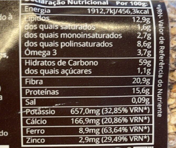 Foto da tabela nutricional