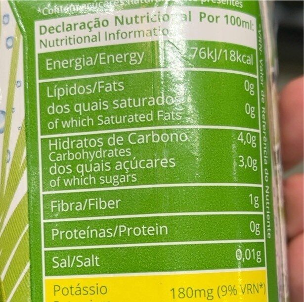 Foto da tabela nutricional