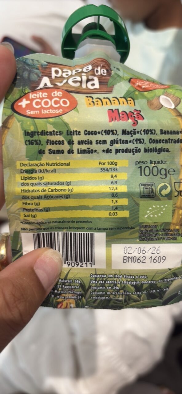 Foto da tabela nutricional