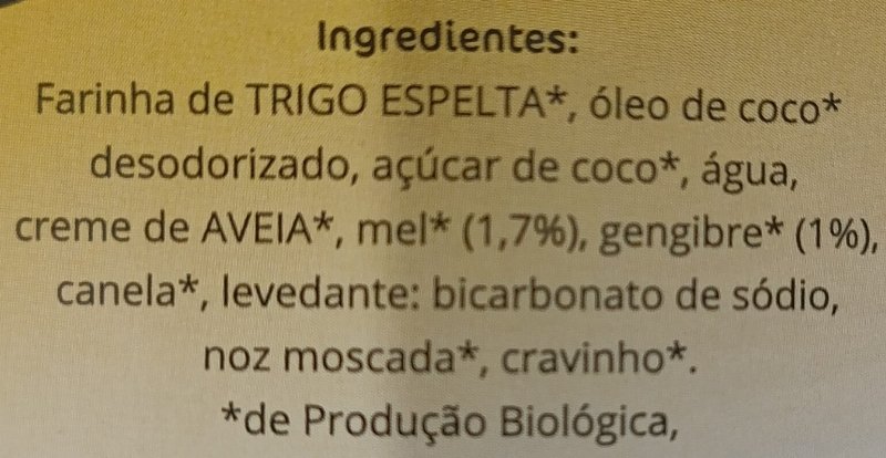 Foto da lista de ingredientes