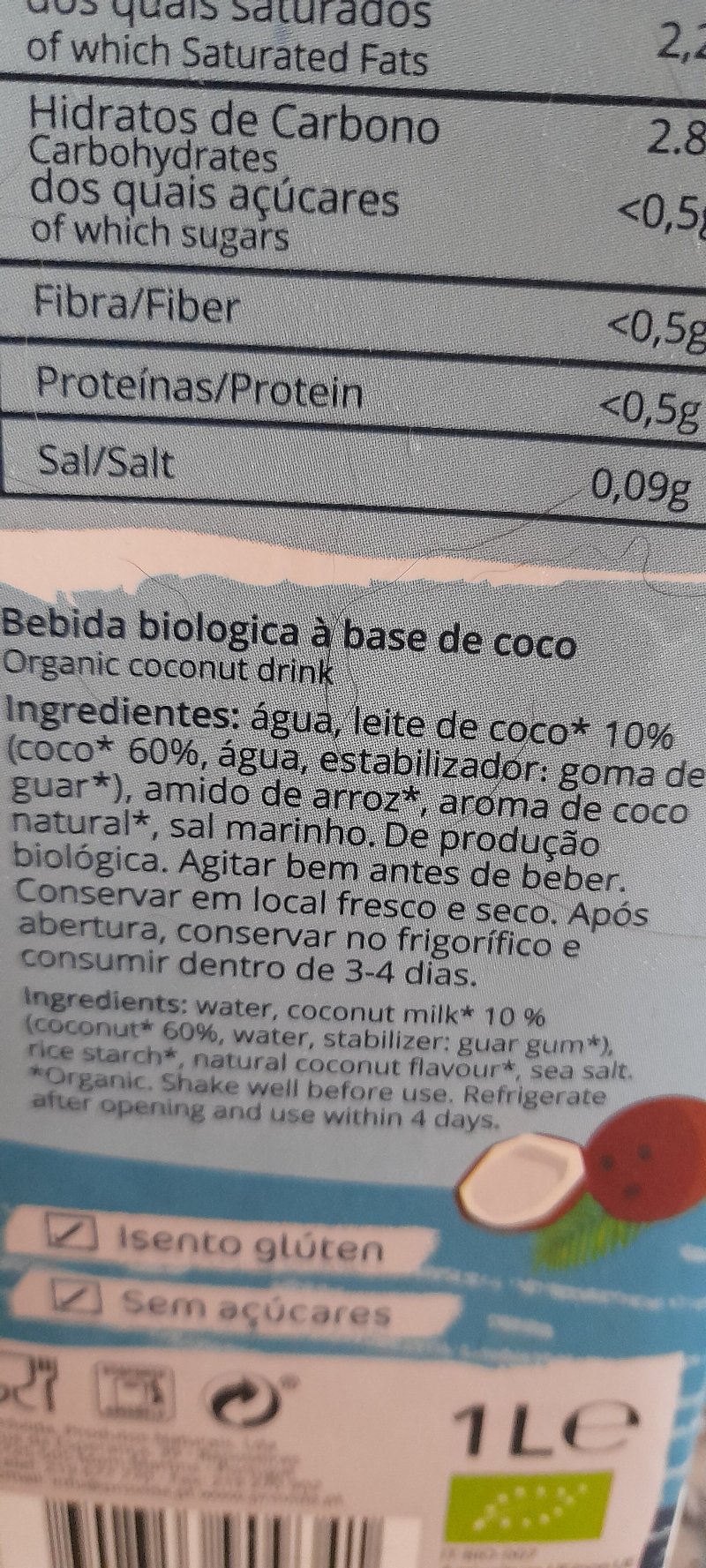 Foto da lista de ingredientes