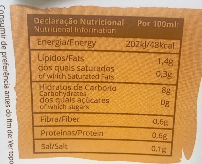 Foto da tabela nutricional