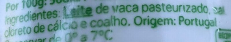 Foto da lista de ingredientes