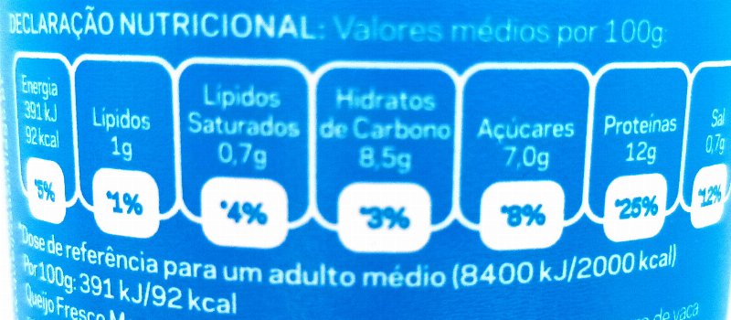Foto da tabela nutricional