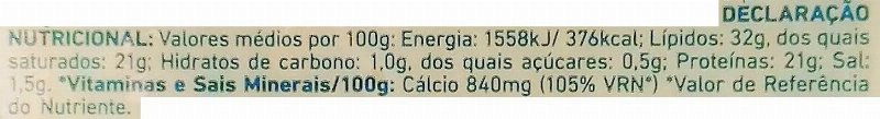 Foto da tabela nutricional