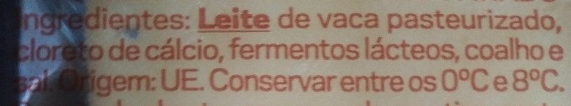 Foto da lista de ingredientes