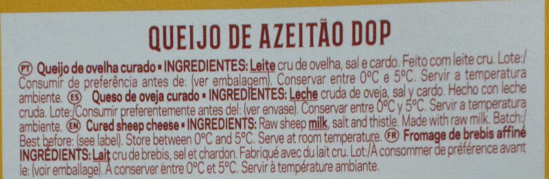 Foto da lista de ingredientes
