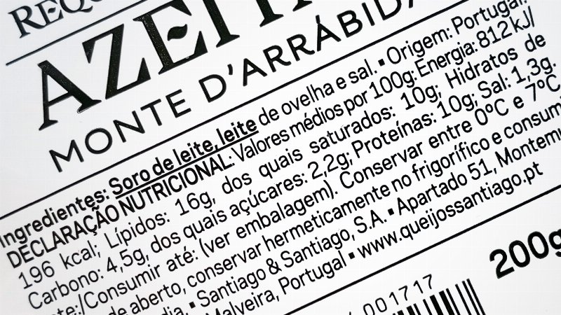 Foto da tabela nutricional