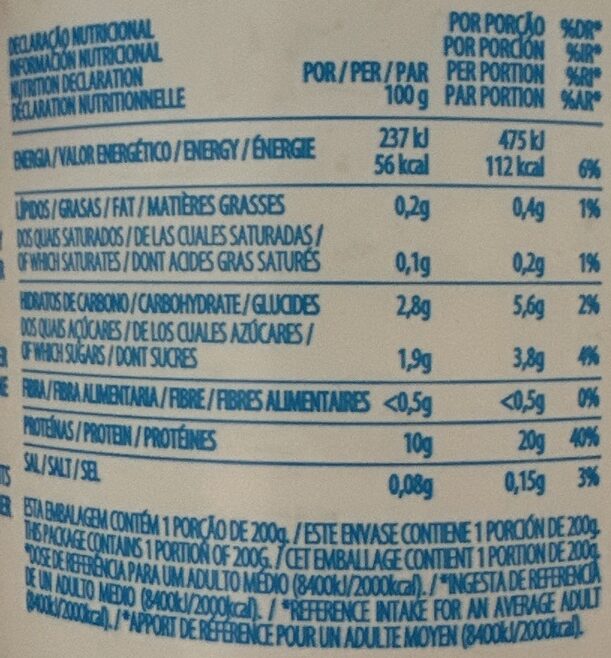 Foto da tabela nutricional