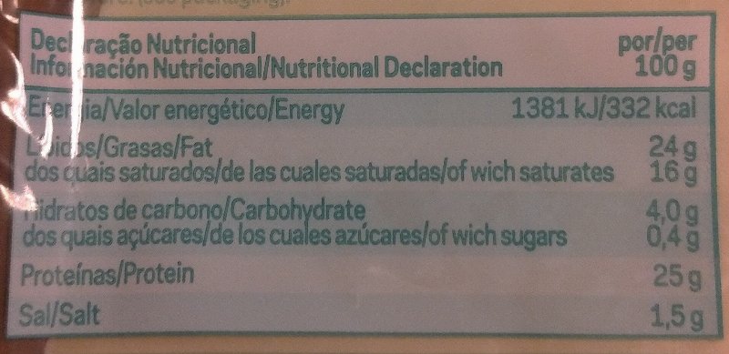 Foto da tabela nutricional