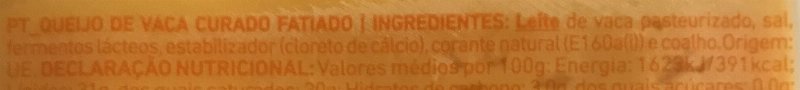 Foto da lista de ingredientes