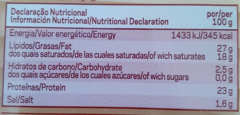 Foto da tabela nutricional