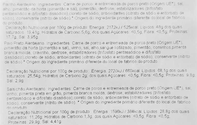 Foto da tabela nutricional