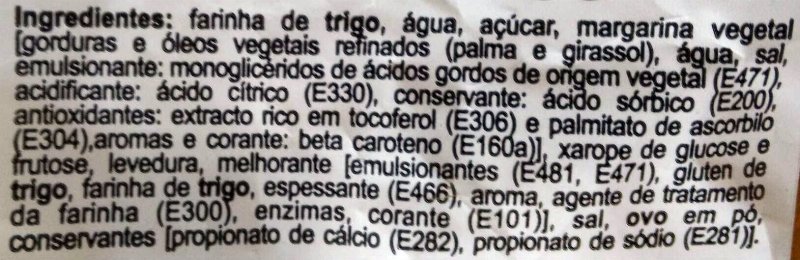 Foto da lista de ingredientes