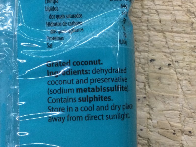 Foto da lista de ingredientes