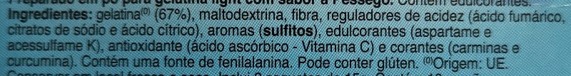 Foto da lista de ingredientes