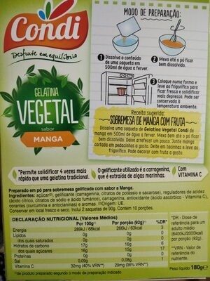 Foto da lista de ingredientes