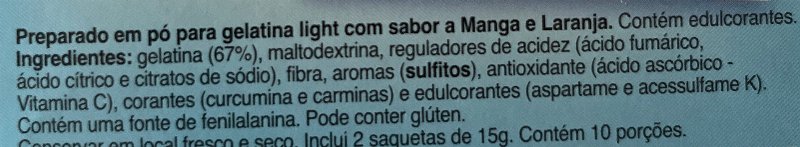 Foto da lista de ingredientes