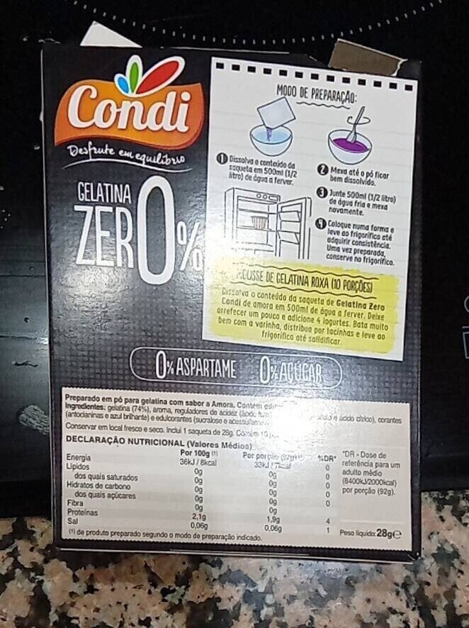 Foto da tabela nutricional
