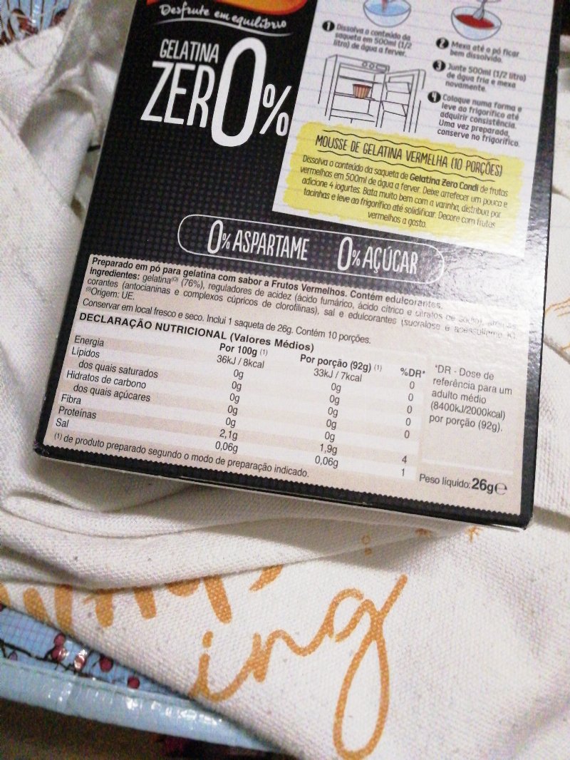 Foto da lista de ingredientes