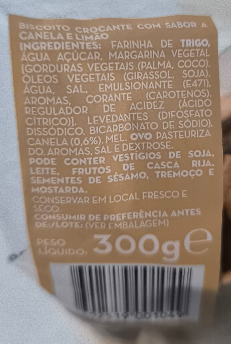 Foto da lista de ingredientes