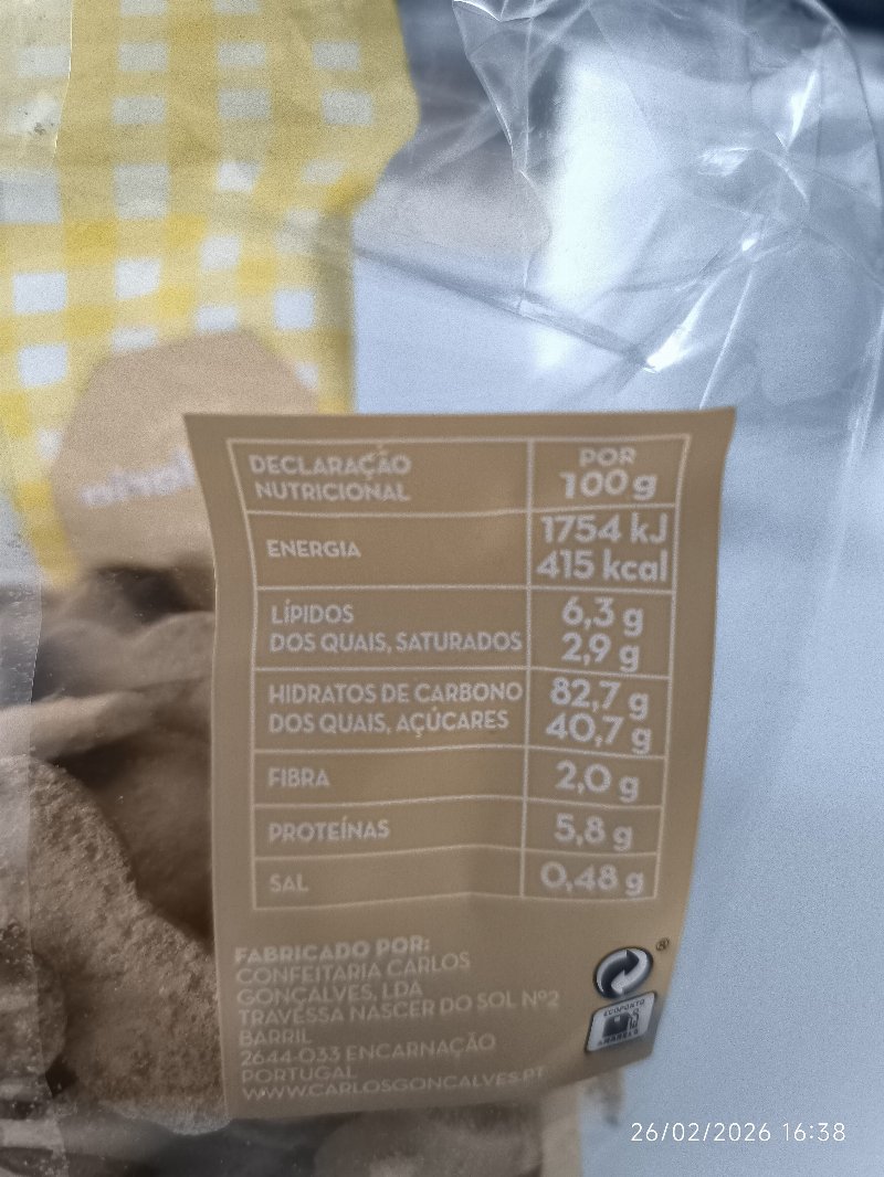 Foto da tabela nutricional
