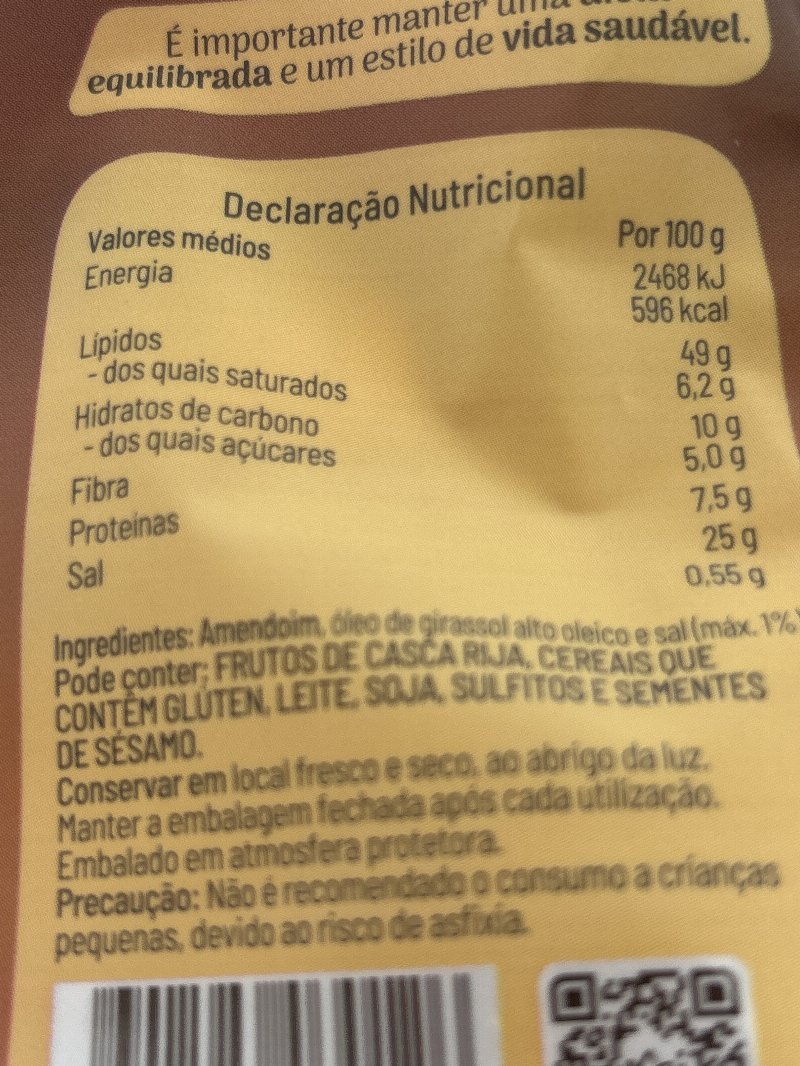 Foto da lista de ingredientes