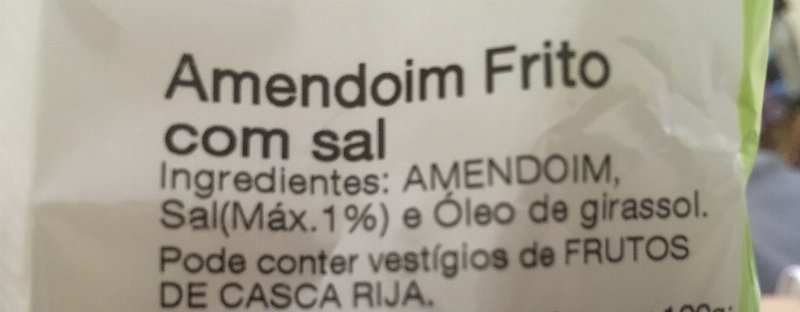 Foto da lista de ingredientes