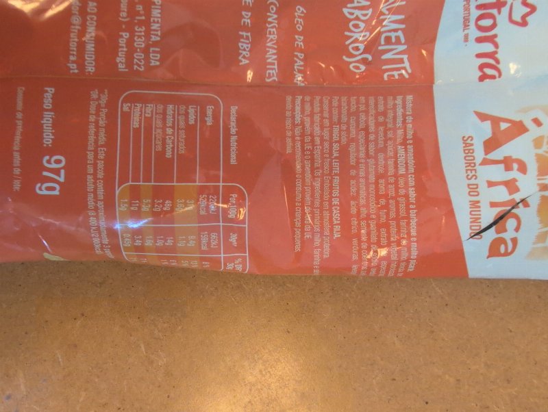 Foto da lista de ingredientes