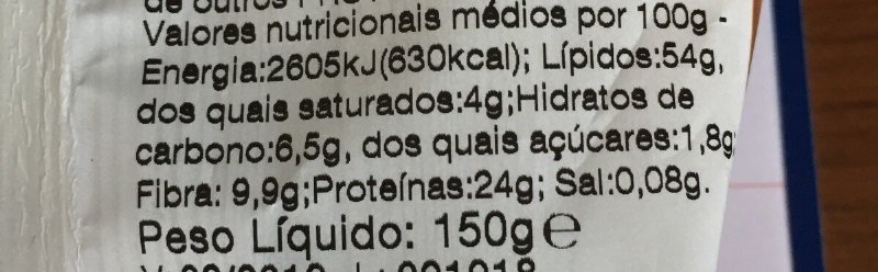 Foto da tabela nutricional