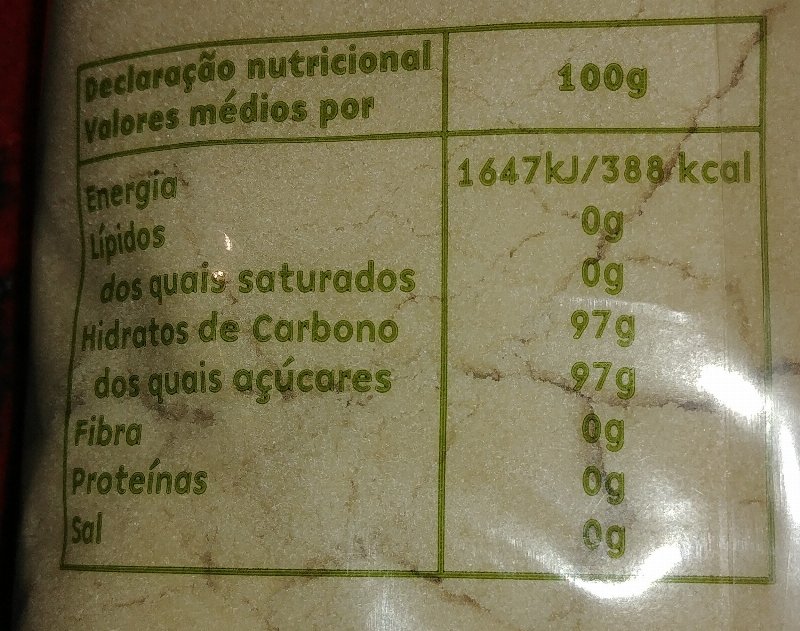 Foto da tabela nutricional