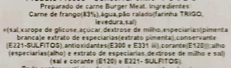 Foto da lista de ingredientes