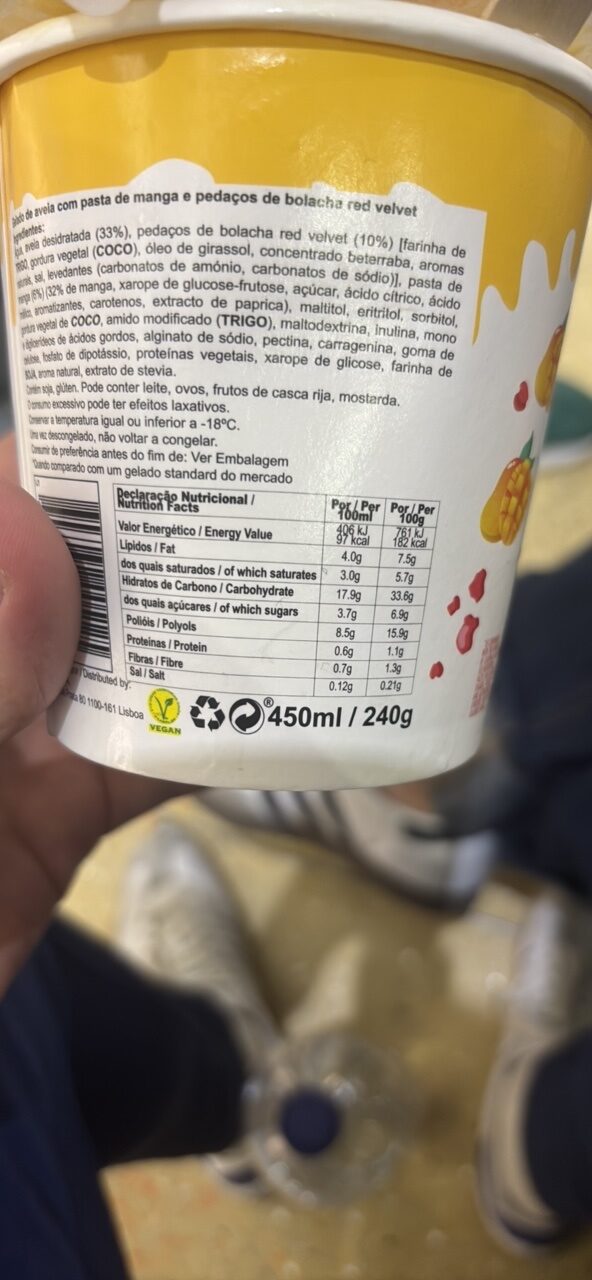 Foto da tabela nutricional