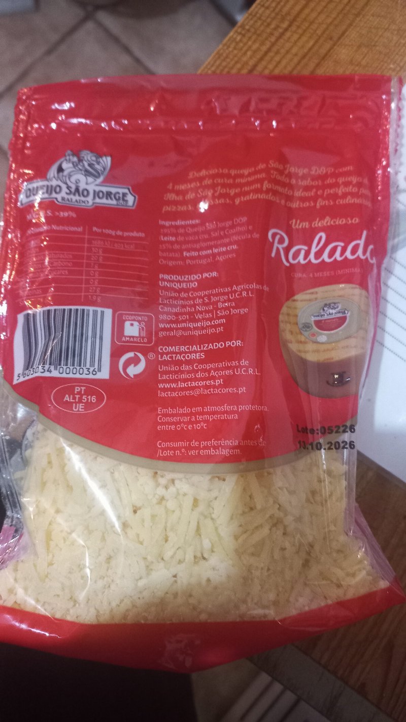 Foto da lista de ingredientes