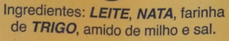 Foto da lista de ingredientes