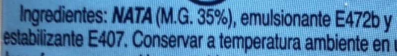 Foto da lista de ingredientes
