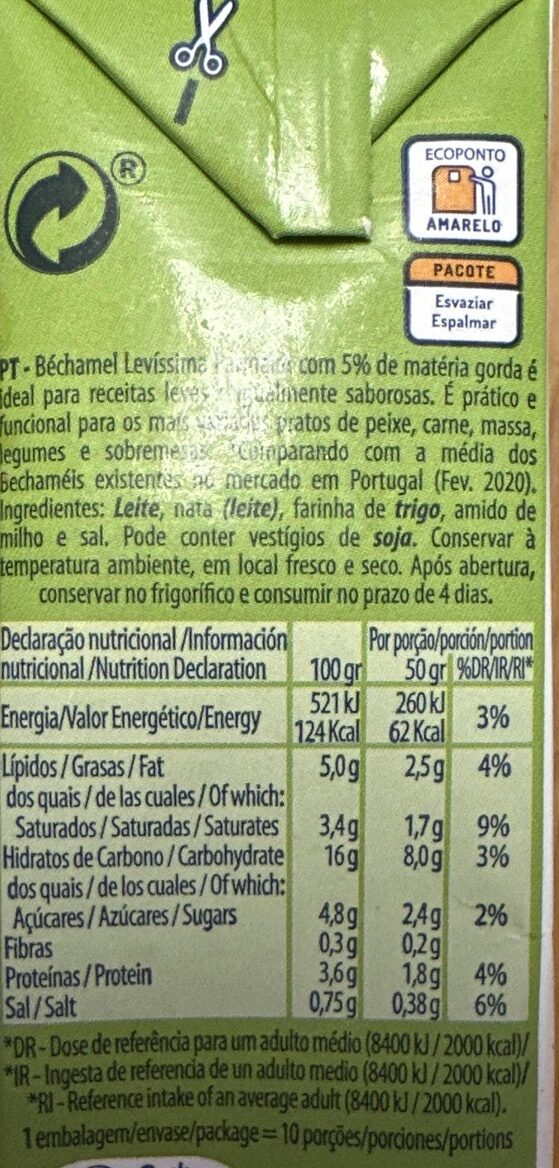 Foto da tabela nutricional