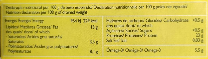 Foto da tabela nutricional