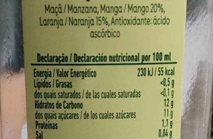 Foto da tabela nutricional