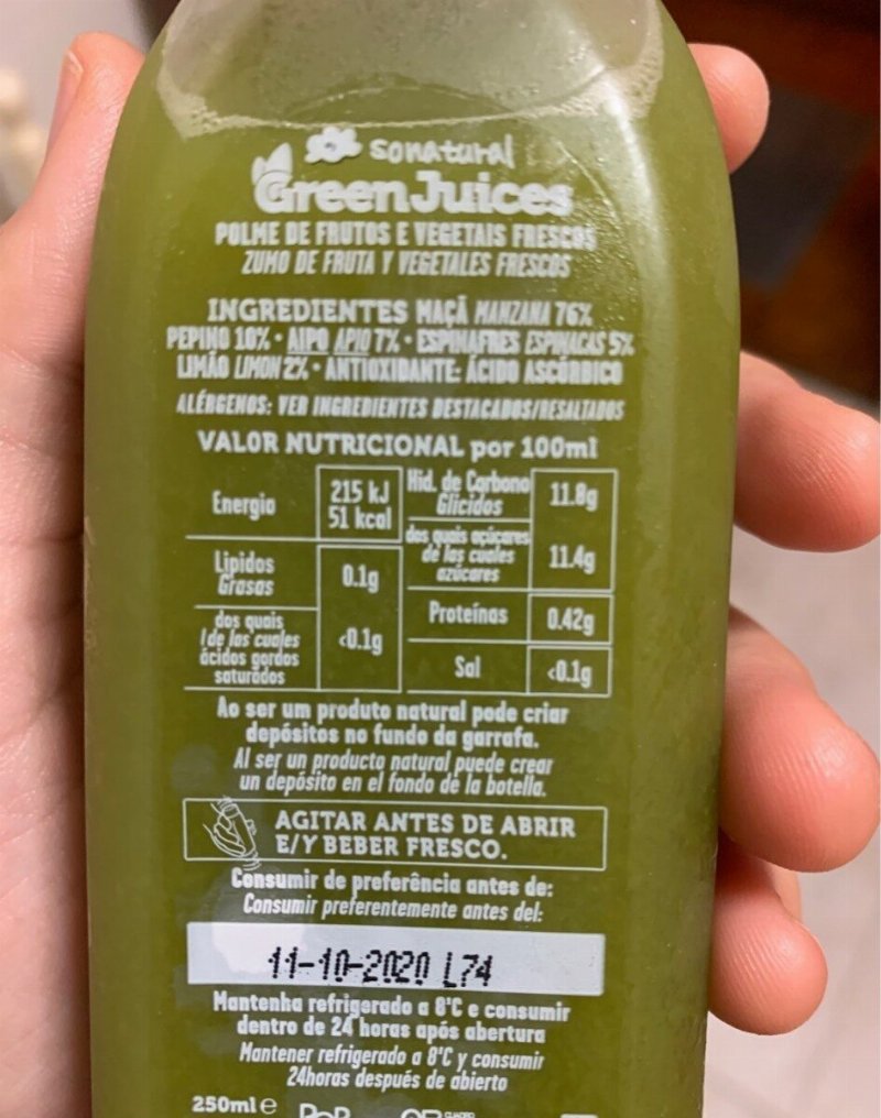 Foto da tabela nutricional