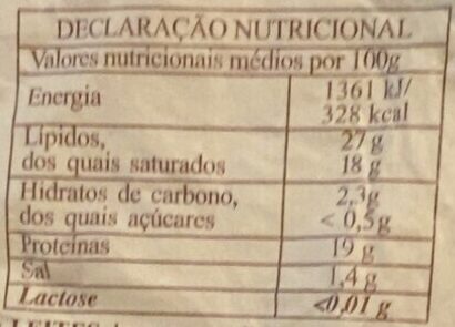 Foto da tabela nutricional